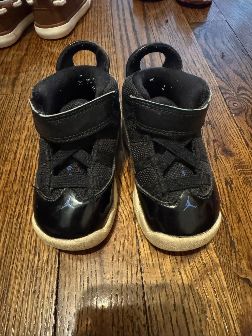 Jordan Kids Black and Blue High-Top Sneakers